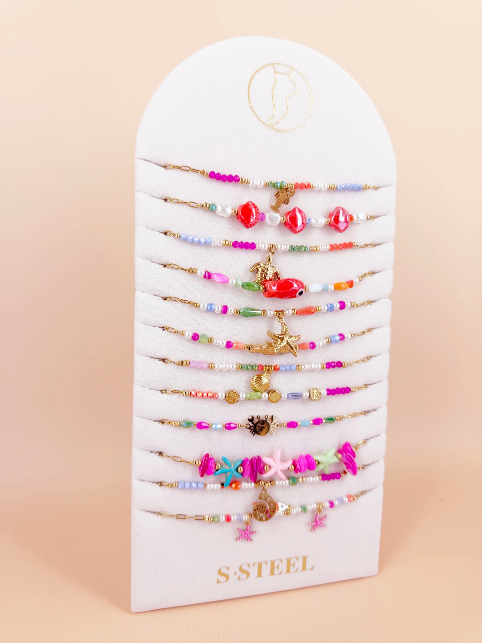 Lot de 12 bracelets cheville "océan" en acier Inoxydable - Multicolore – Image 3