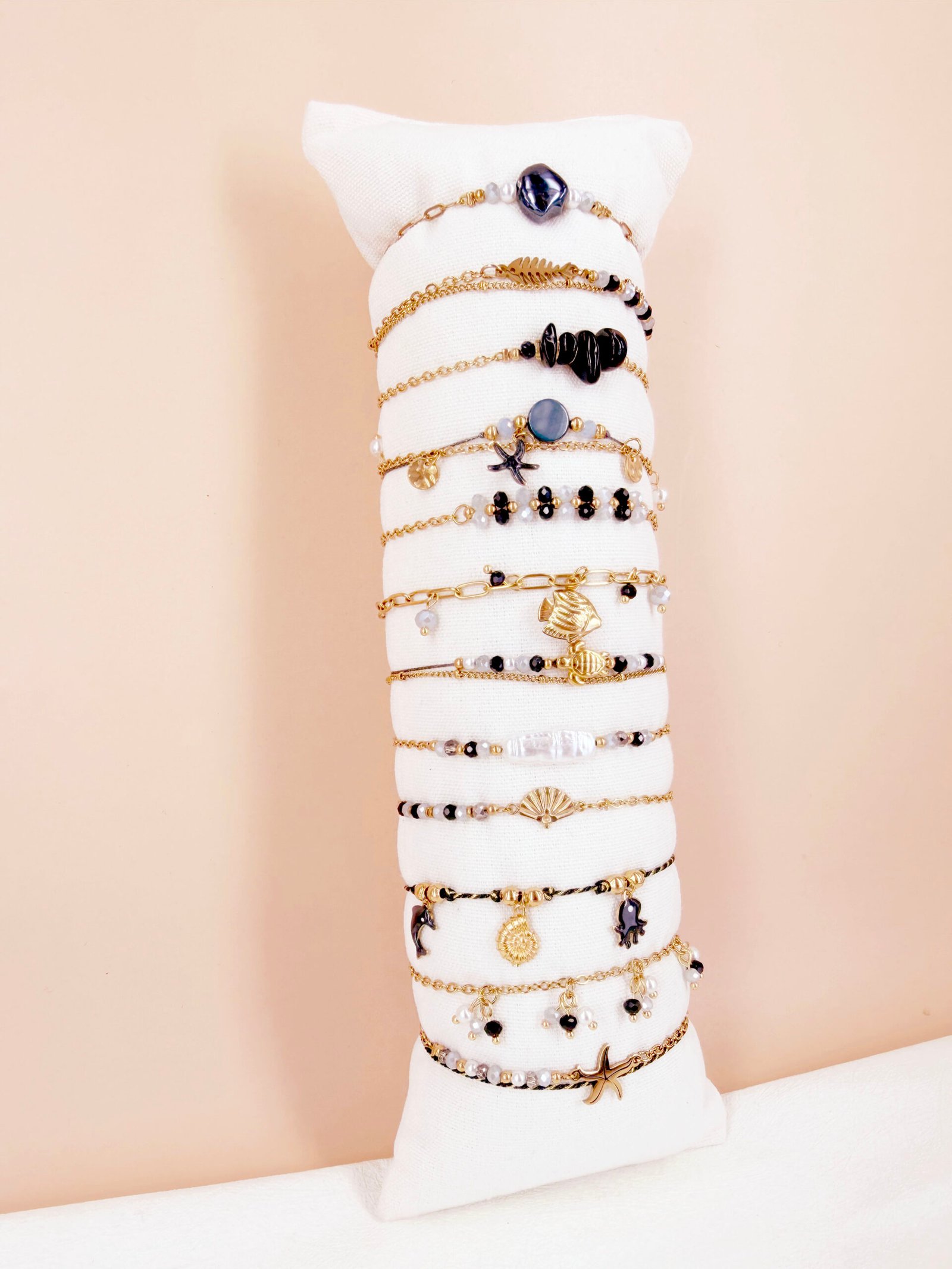 Lot de 12 bracelets "océan" en acier Inoxydable - Noir – Image 3