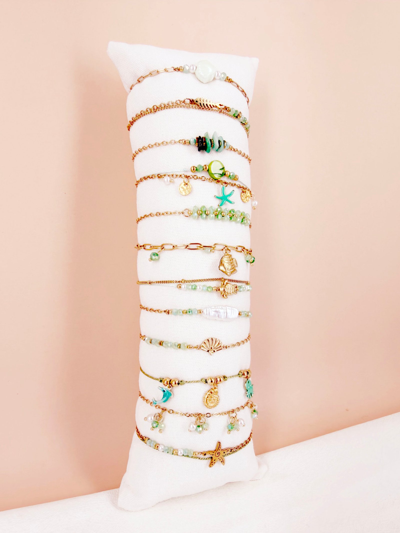 Lot de 12 bracelets "océan" en acier Inoxydable - Vert – Image 3