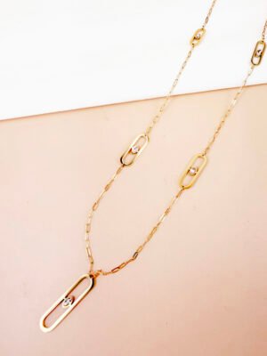 Sautoir Irina – Pendentif maille strassé