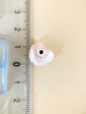 2 perles céramique coeur avec oeil