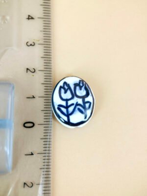 Perle céramique avec motif fleur