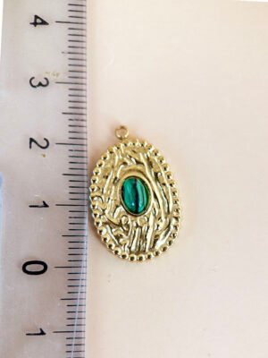 Charm médaillon et pierre malachite