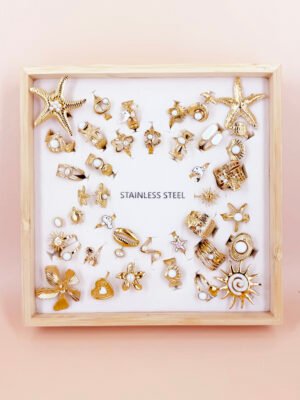 Lot de 36 bagues thème « océan » en acier Inoxydable – Blanc