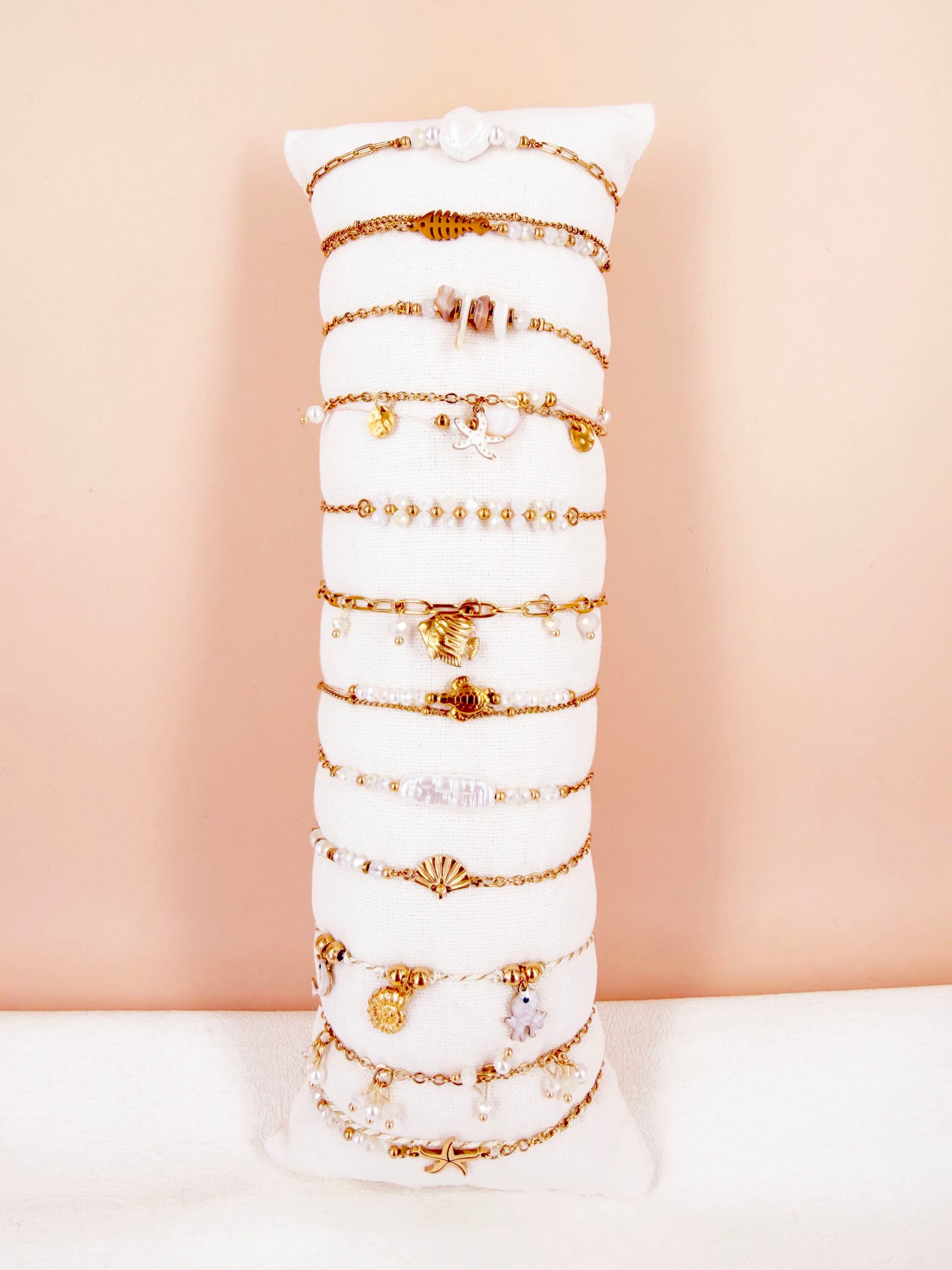 Lot de 12 bracelets "océan" en acier Inoxydable - Blanc – Image 2