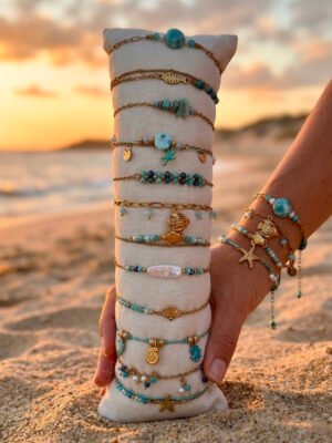 Lot de 12 bracelets « océan » en acier Inoxydable – Bleu