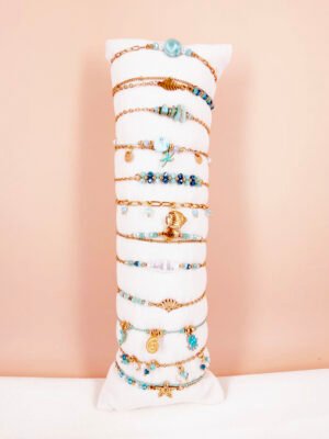 Lot de 12 bracelets « océan » en acier Inoxydable – Bleu