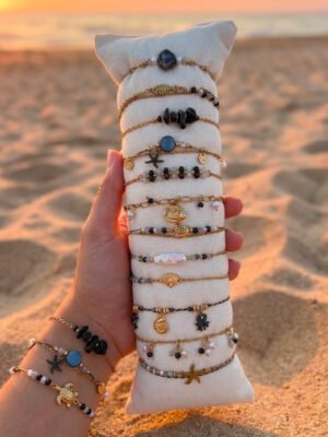 Lot de 12 bracelets « océan » en acier Inoxydable – Noir