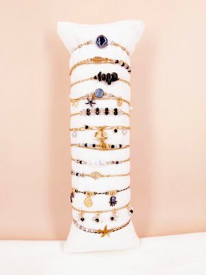 Lot de 12 bracelets « océan » en acier Inoxydable – Noir