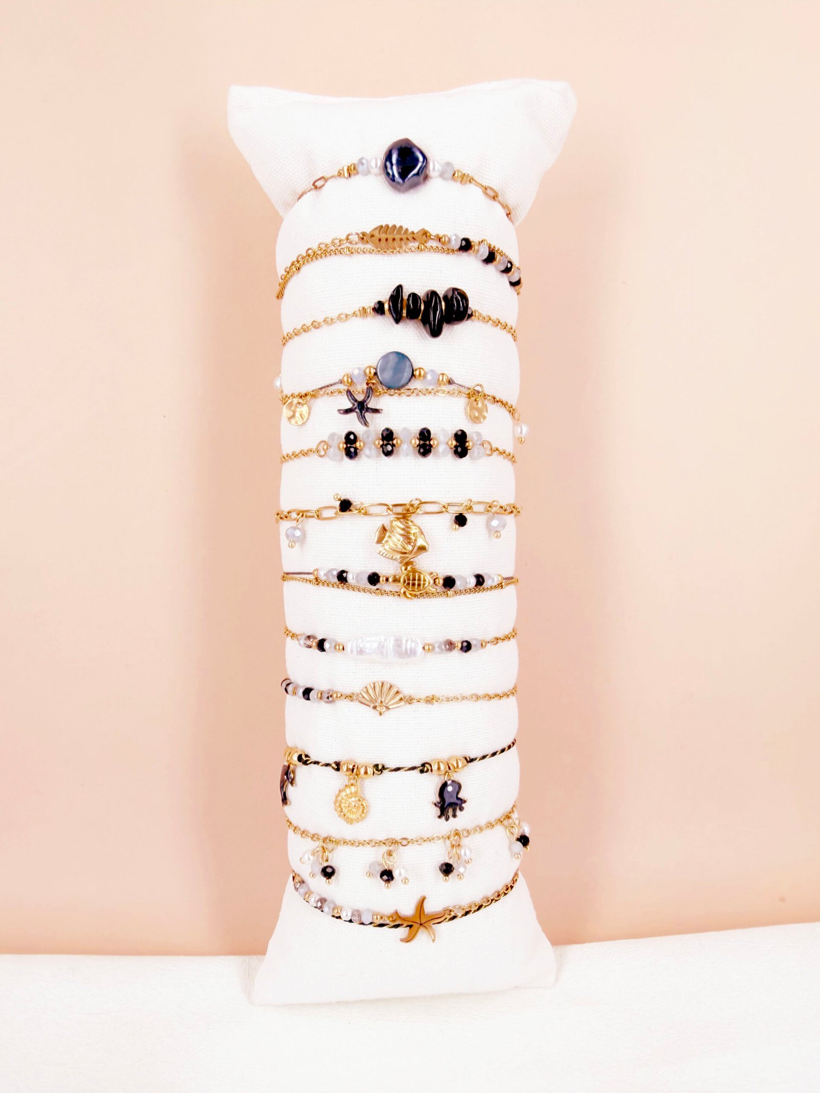 Lot de 12 bracelets "océan" en acier Inoxydable - Noir – Image 2