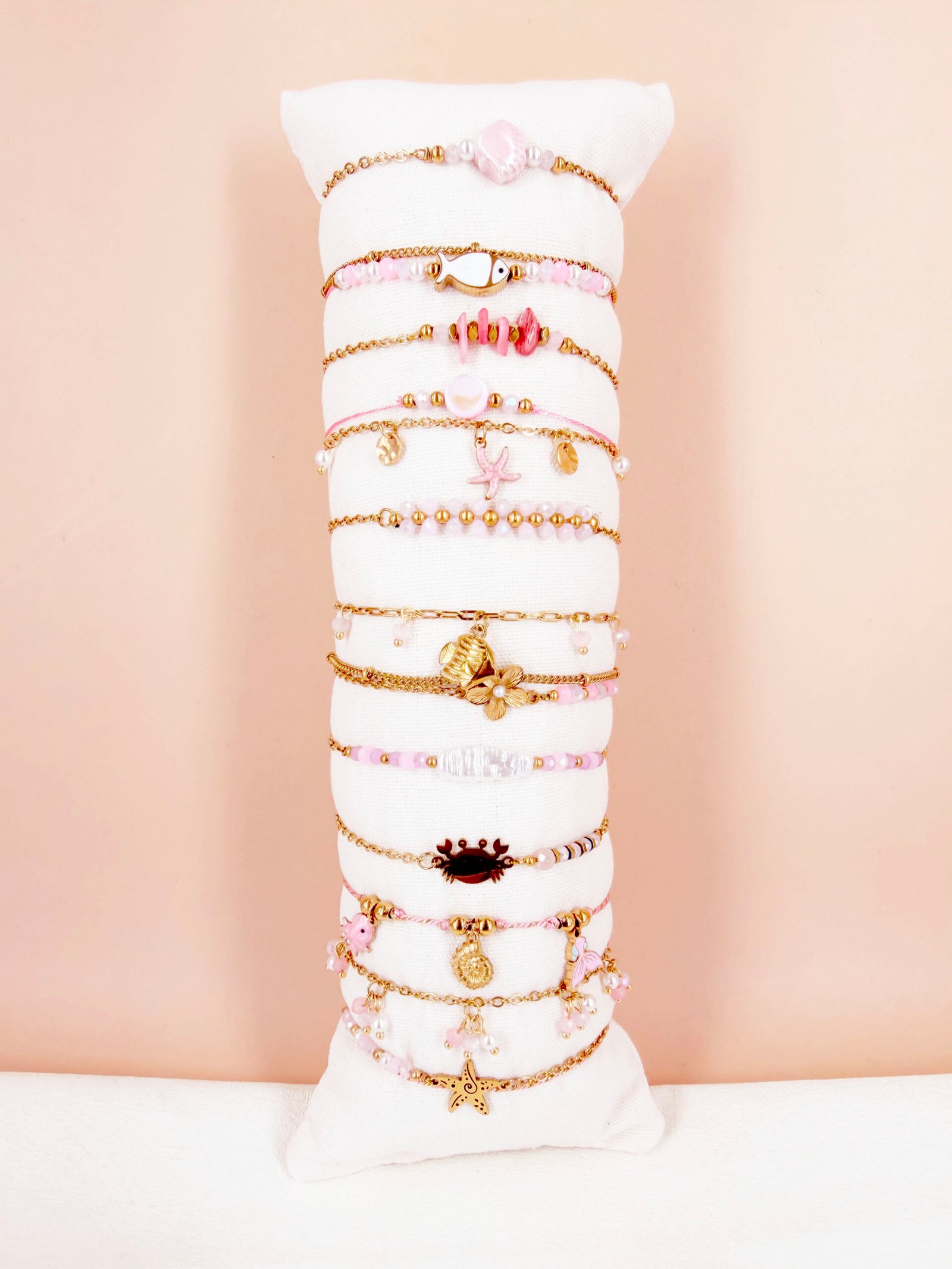 Lot de 12 bracelets "océan" en acier Inoxydable - Rose – Image 2