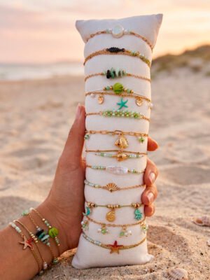 Lot de 12 bracelets « océan » en acier Inoxydable – Vert