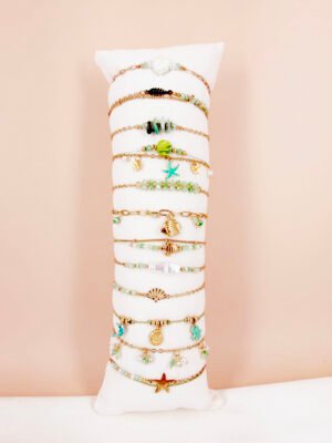 Lot de 12 bracelets « océan » en acier Inoxydable – Vert