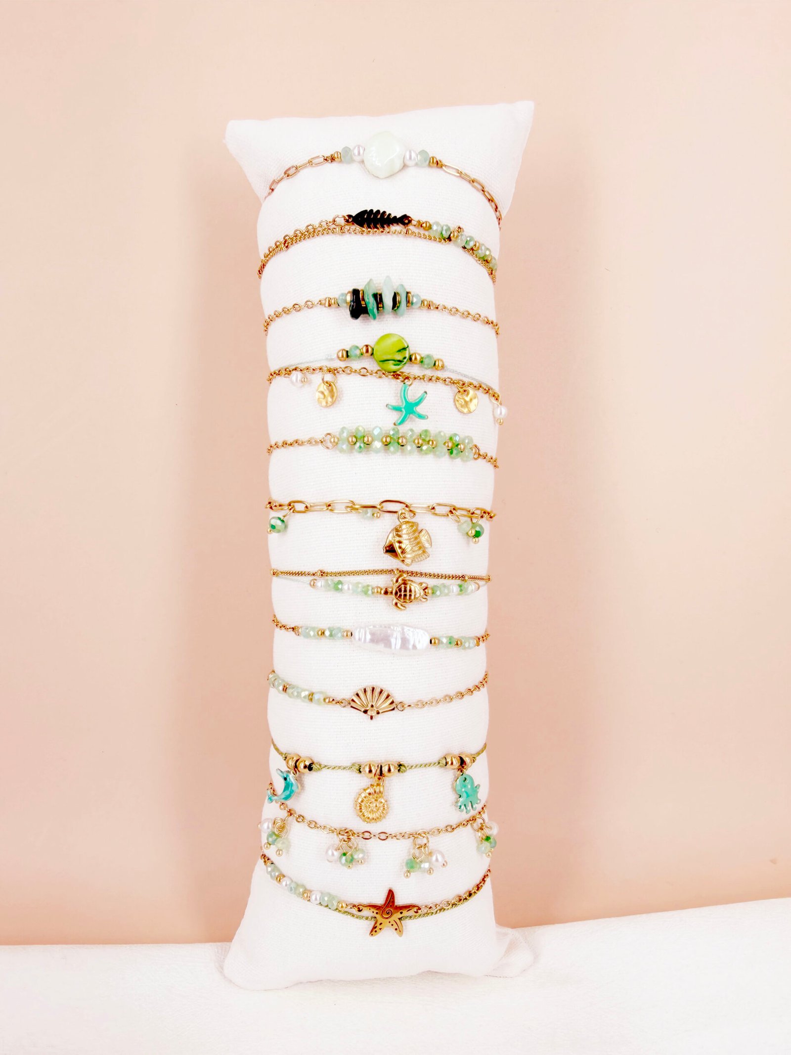 Lot de 12 bracelets "océan" en acier Inoxydable - Vert – Image 2