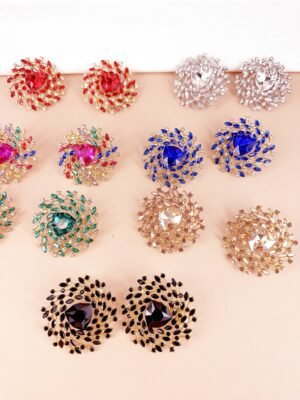 Boucles d&rsquo;Oreilles « Soleil de Cristaux » – Rosaces Etincelantes