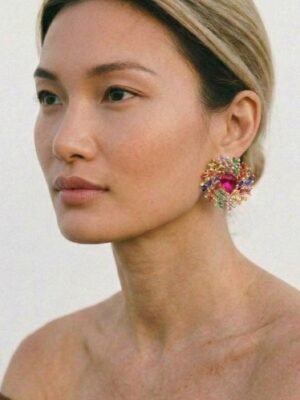 Boucles d&rsquo;Oreilles « Soleil de Cristaux » – Rosaces Etincelantes