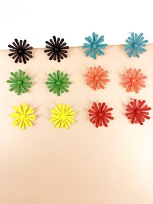 Lot de 12 Paires – Boucles d&rsquo;Oreilles « Rayon de Soleil » en Acrylique Mat
