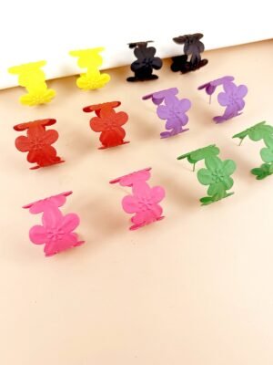 Lot de 12 Paires – Boucles d&rsquo;Oreilles « Créoles Florales » en Acrylique Mat