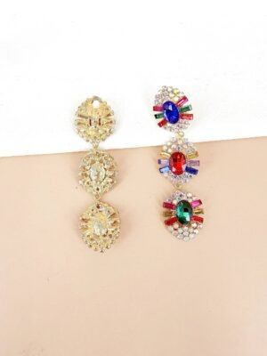 Boucles d&rsquo;Oreilles Clips  » Cascade de Cristaux » – Lustres Etincelants