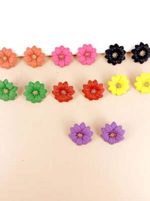 Lot de 12 Paires – Boucles d&rsquo;Oreilles « Garden Party » en Acrylique Mat