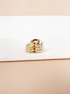 Bague Ajustable « Main Protectrice » – Acier Inoxydable Doré