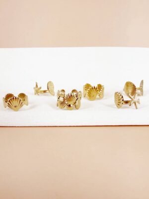 Lot de 6 Bagues Ajustables « Trésors de l&rsquo;Océan » – Acier Inoxydable