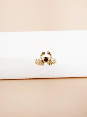 Bague Ajustable « Crabe Royal » – Acier Inoxydable Doré