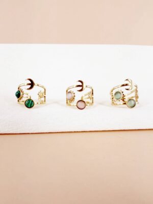 Lot de 3 Bagues Ajustables « Cosmos & Éclat » – Acier Inoxydable