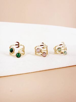 Lot de 3 Bagues Ajustables « Cosmos & Éclat » – Acier Inoxydable