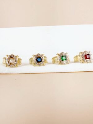 Lot de 4 Bagues « Éclat Géométrique » – Acier Inoxydable & Zirconium