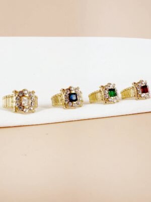 Lot de 4 Bagues « Éclat Géométrique » – Acier Inoxydable & Zirconium