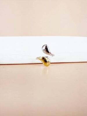 Bague Ajustable « Dualité Organique » – Acier Inoxydable Bicolore