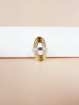 Bague Ajustable « Orbitale Bicolore » – Acier Inoxydable
