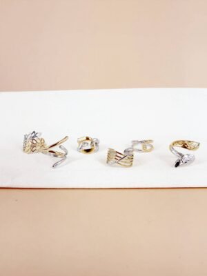 Lot de 6 Bagues Ajustables « Éclat Mixte » – Acier Inoxydable Bicolore