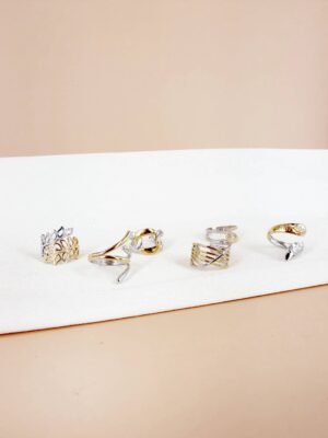 Lot de 6 Bagues Ajustables « Éclat Mixte » – Acier Inoxydable Bicolore