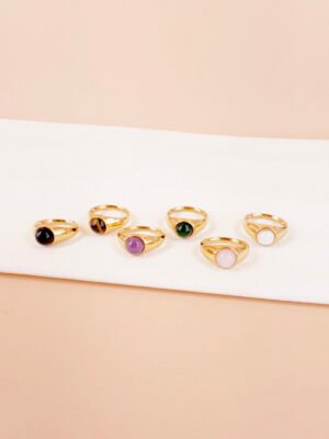 Lot 6 Bague Éclat Minéral en acier inoxydable