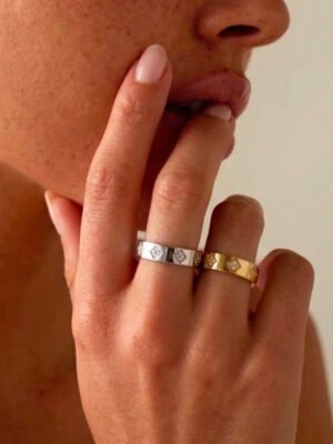 Bague Trèfle d’Éclat en acier inoxydable