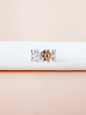 Bague Flora – Fleur argent doré