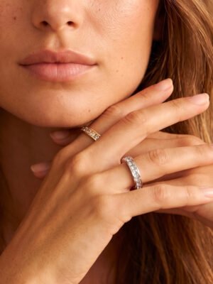 Bague Éclat alliance strass carré