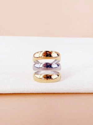 Grande bague triple argent doré