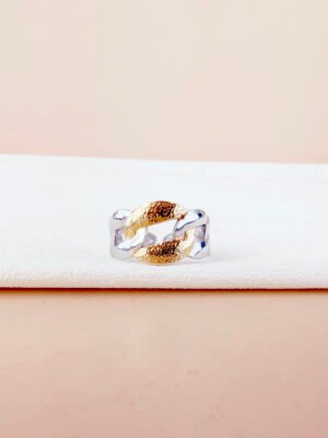 Bague Alice chaîne argent doré