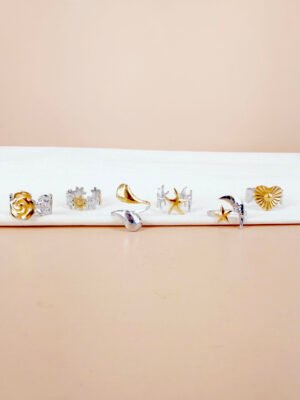 Lot de 6 bagues argent doré Bianca