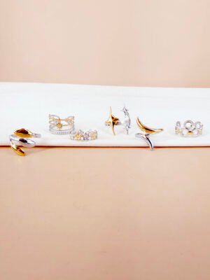 Lot de 6 bagues argent doré Carmen