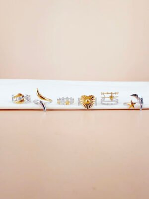 Lot de 6 bagues argent doré Frida