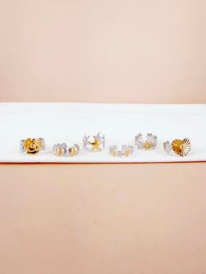 Lot de 6 bagues argent doré Marisol