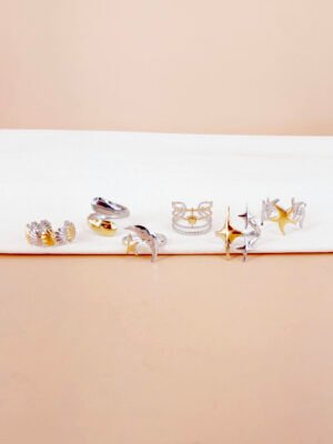 Lot de 6 bagues argent doré Orla