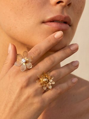 Lot de 2 bagues Fleurs