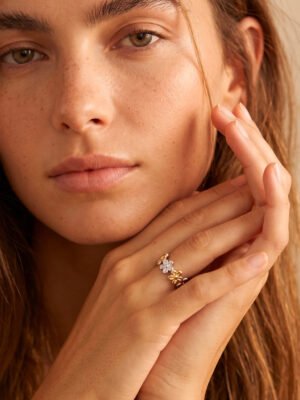 Bague Gabrielle fleurs argent doré