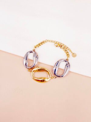 Bracelet Grands Maillons Bicolores en acier inoxydable