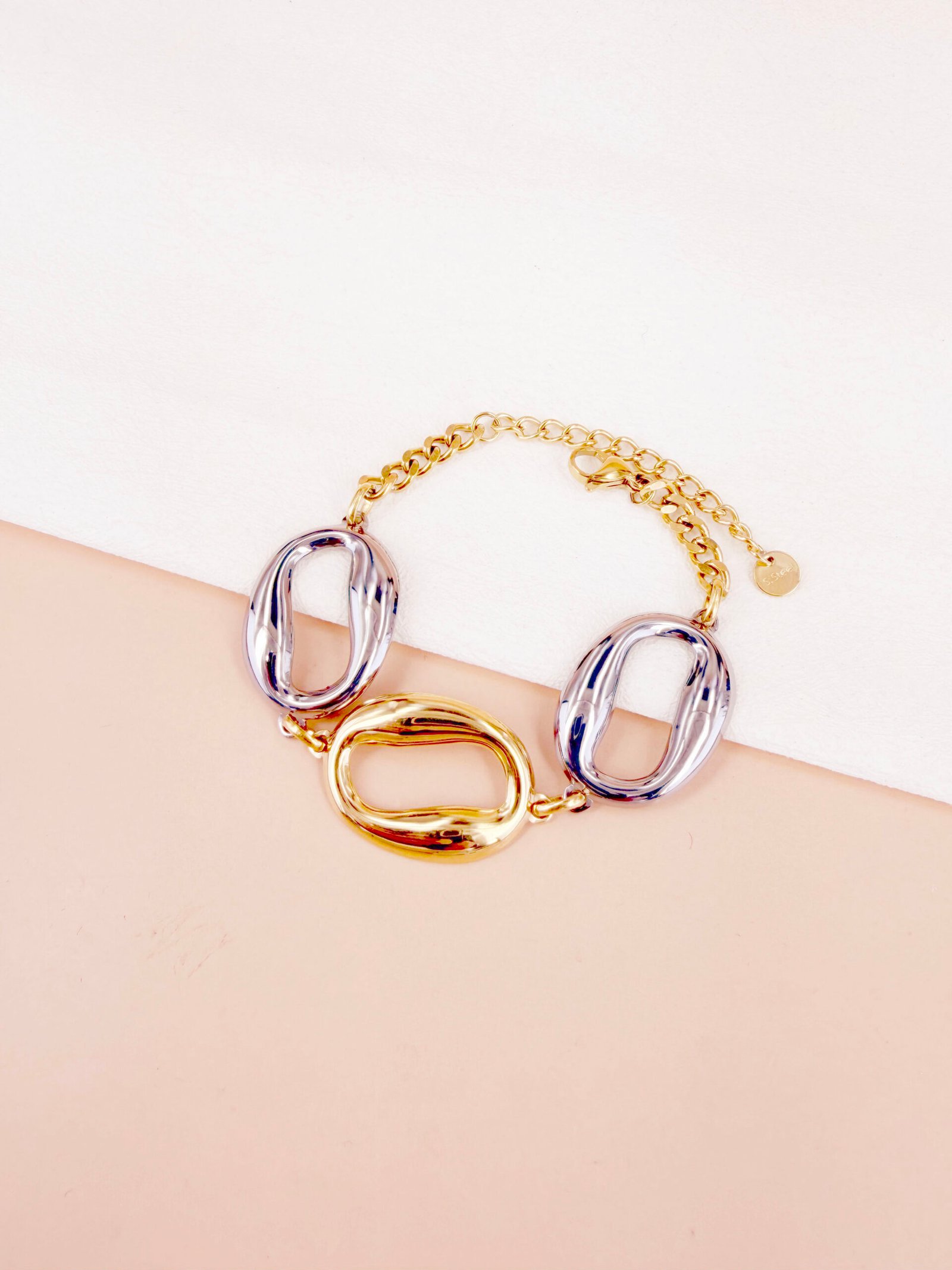 Bracelet Grands Maillons Bicolores en acier inoxydable – Image 2